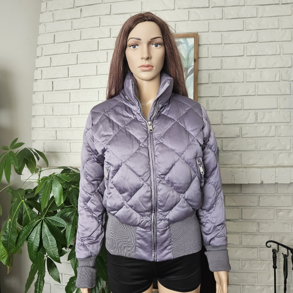 Aritzia Talula Duck Down Puffer Jacket Women's Silver Gray Quilted